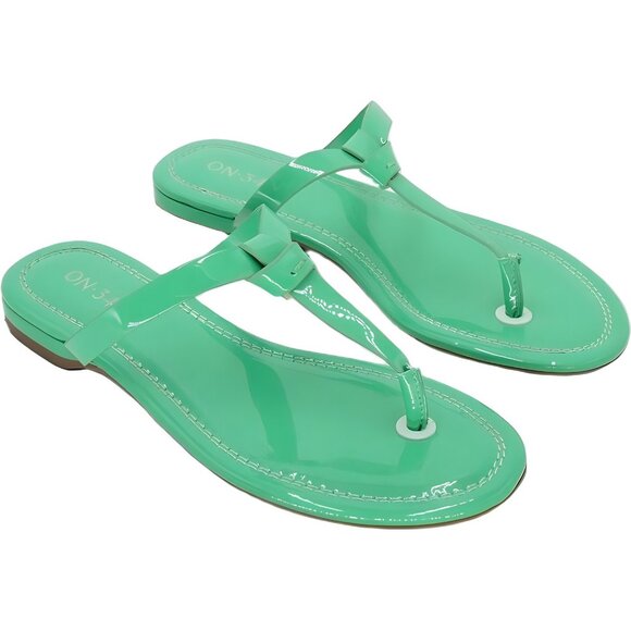 On 34th Galinaa Bright Green Thong Flip Flop Sandals Women's US 6M - Picture 4 of 6